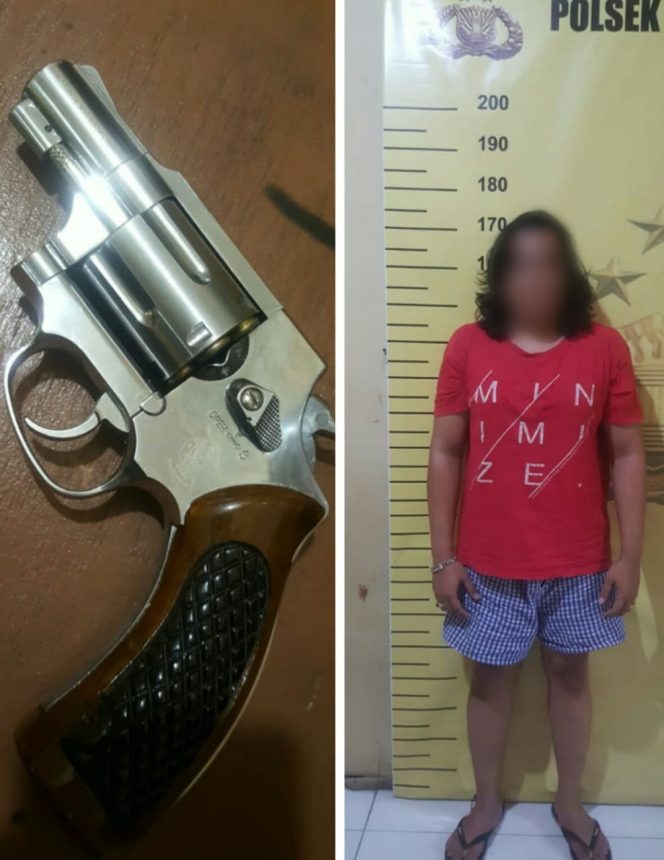 
					Ket poto : Barang bukti (BB) senjata airsoftgun dan tersangka Berinisial RA S (30) warga Jalan Jati 3, Kelurahan Binjai, Kecamatan Medan Denai, Kota Medan, Sumatra Utara (Sumut)