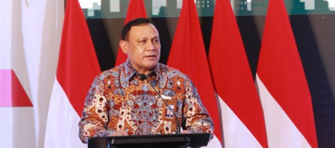 
					Ket foto: Firli dalam sambutan Hakordia 2020 di Gedung Penunjang Merah Putih KPK, Jakarta Selatan, Rabu (16/12).