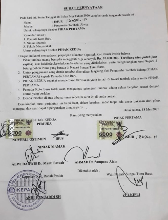 
					Pelaku Terduga Pemerasan dan Pengrusakan di Sungai Tunu Bebas Berkeliaran.