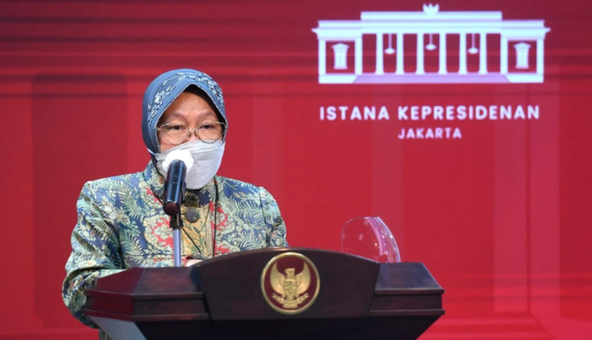 
					Ket foto: Menteri Sosial Tri Rismaharini menyampaikan keterangan pers di Kantor Presiden, Jakarta, pada Rabu, 17 Maret 2021. Foto: BPMI Setpres/Lukas
