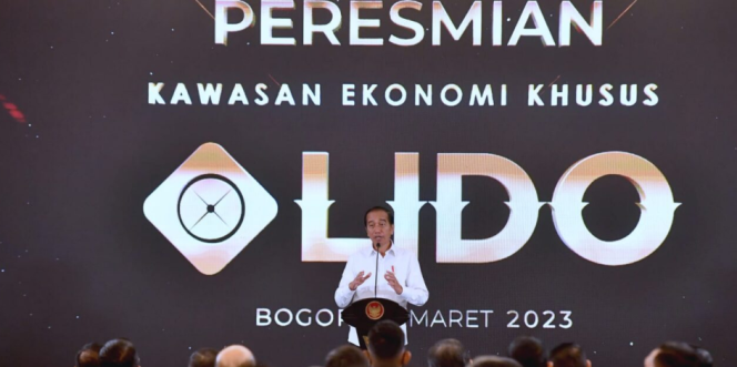 
					Ket foto: Presiden Joko Widodo meresmikan Kawasan Ekonomi Khusus (KEK) Lido, di Kabupaten Bogor, Provinsi Jawa Barat, pada Jumat, 31 Maret 2023. Foto: BPMI Setpres/Rusman.