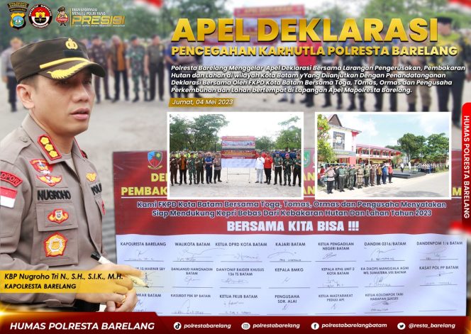 
					Cuaca Ekstrim, Polsek Batu Ampar Bentangkan Spanduk Himbauan Antisipasi Kebakaran Hutan Dan Lahan