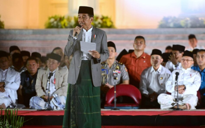 
					Ket foto: Presiden Jokowi memberikan sambutan pada acara Zikir dan Doa Kebangsaan 78 Tahun Indonesia Merdeka di halaman Istana Merdeka, Jakarta, pada Selasa, 1 Agustus 2023. Foto: BPMI Setpres/Muchlis Jr.