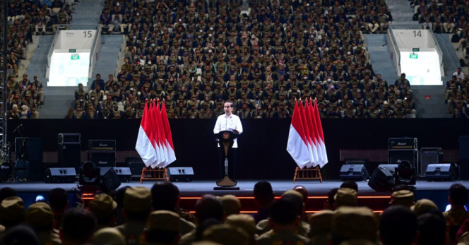 
					Ket foto: Presiden Joko Widodo menyampaikan sambutannya pada Rapat Konsolidasi Nasional 2023 dalam Rangka Kesiapan Pemilu 2024, di Istora Senayan, Jakarta, pada Sabtu, 30 Desember 2023. Foto: BPMI Setpres/Muchlis Jr.