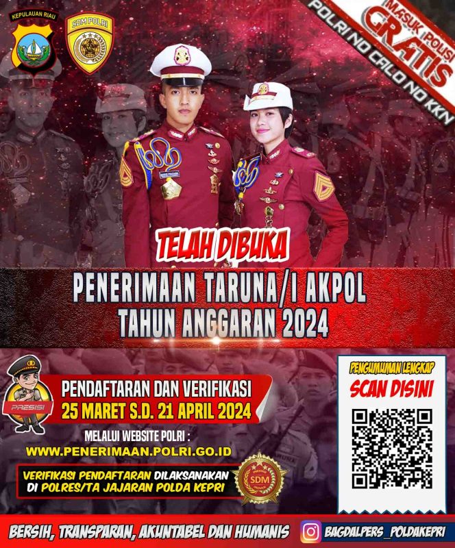 
					Penerimaan Polri Resmi Dibuka, Daftarkan di Polres Karimun Secara Gratis