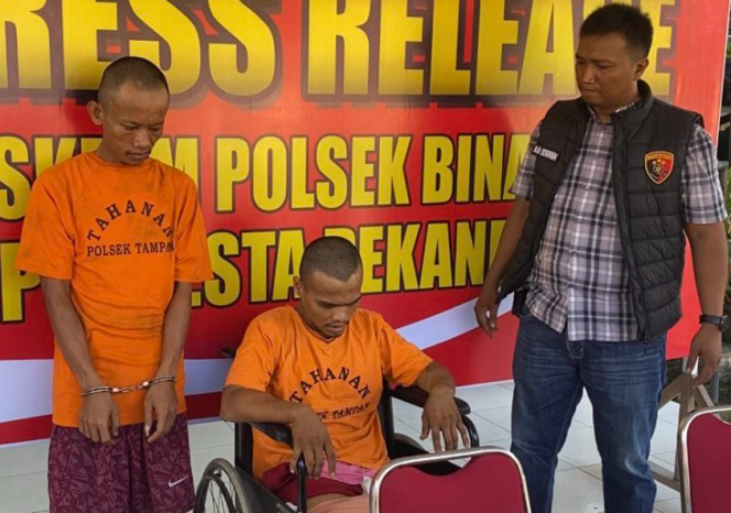 Ket foto:pelaku curanmor berinisial MA alias Bulu (28) dan penadah hasil curian berinisial RG alias Ramces (31).