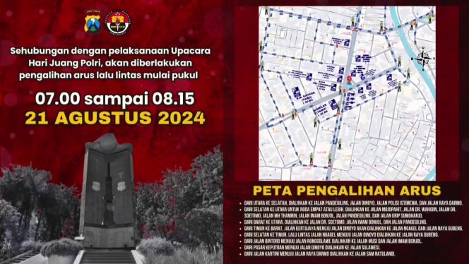 
					Begini Rekayasa Lalu Lintas Saat Upacara Hari Juang Polri di Surabaya