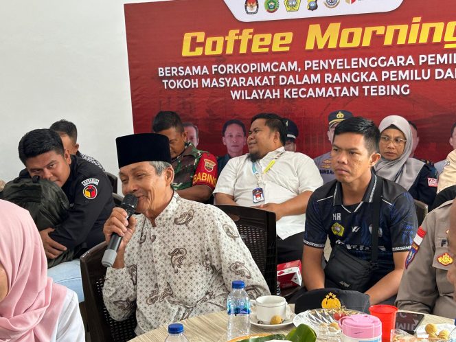 
					Coffee Morning Bersama Forkopimcam Penyelenggara Pemilu dan Tokoh Masyarakat Jelang Pemilu Damai di Kec Tebing