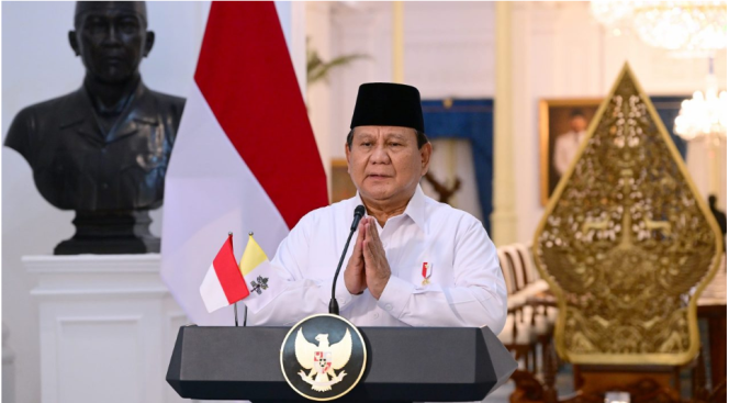 
					Ket photo: Presiden Prabowo menyampaikan belasungkawa di Istana Merdeka atas wafatnya Paus Fransiskus pada Senin, 21 April 2025 Foto: BPMI Setpres/Muchlis Jr.