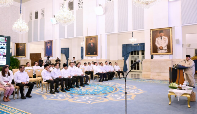 
					Ket photo: Presiden Prabowo Subianto secara resmi meluncurkan logo dan tema peringatan Hari Ulang Tahun ke-80 Kemerdekaan Republik Indonesia (RI) di Istana Negara, Jakarta, pada Rabu, 23 Juli 2025. Foto: BPMI Setpres/Muchlis Jr.