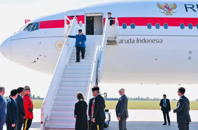 
					Ket foto: Presiden Prabowo Subianto tiba di Bandar Udara Internasional Ottawa Macdonald-Cartier, Ottawa, Kanada, pada Rabu, 24 September 2025, pukul 13.30 waktu setempat (WS). Foto: BPMI Setpres/Laily Rachev.